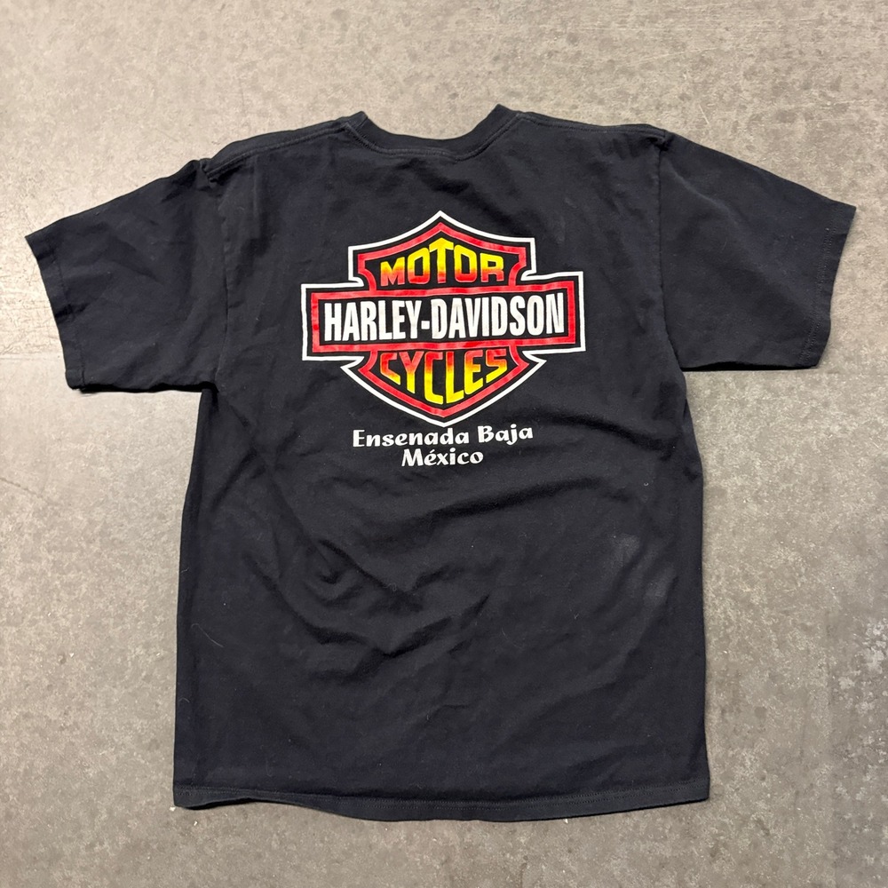Harley Davidson Ensenada Baja Mexico Graphic T-Shirt Black Mens Large Yazbek